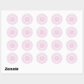 Soft Pink Zickzack Retro Style Monogram Muster Runder Aufkleber (Blatt)