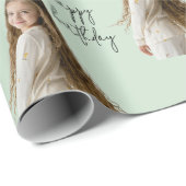 Soft Pistachio & Custom Birthday Text and Foto - Geschenkpapier (Rolleneckpunkt)