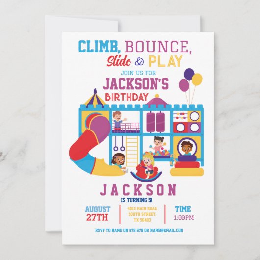 Soft Play Bounce Geburtstagsfeier Einladung (Vorderseite)