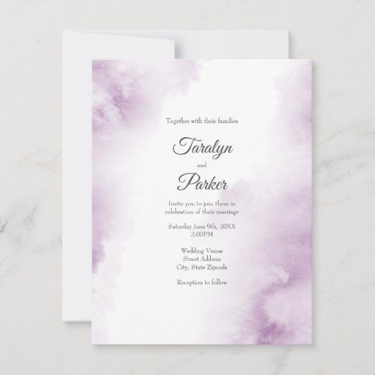 Soft Plum Mauve Wasserfarbe Abstrakt Einladung (Vorderseite)