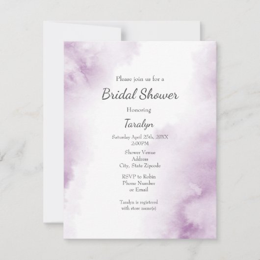 Soft Plum Mauve Watercolor Abstrakte Rahmen Einladung (Vorderseite)