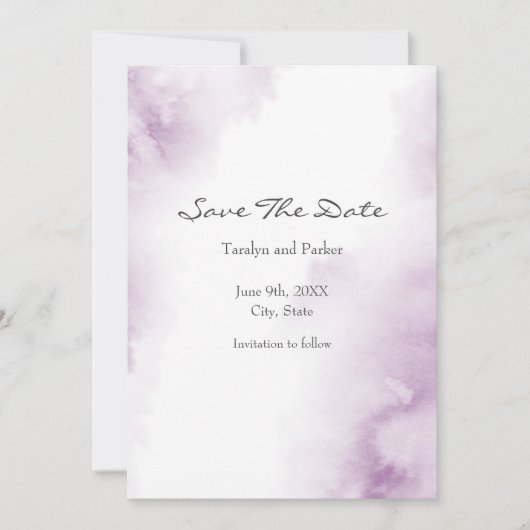 Soft Plum Mauve Watercolor Abstrakte Rahmen Save The Date (Vorderseite)