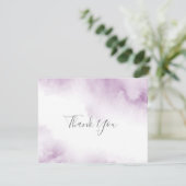 Soft Plum Mauve Watercolor Abstrakter Rahmen Danke (Stehend Vorderseite)