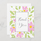 Soft Plum Pink Floral Bouquet Dankeskarte (Vorne/Hinten)