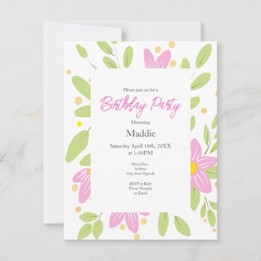 Soft Plum Pink Floral Bouquet Einladung (Vorderseite)