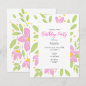 Soft Plum Pink Floral Bouquet Einladung (Vorne/Hinten)