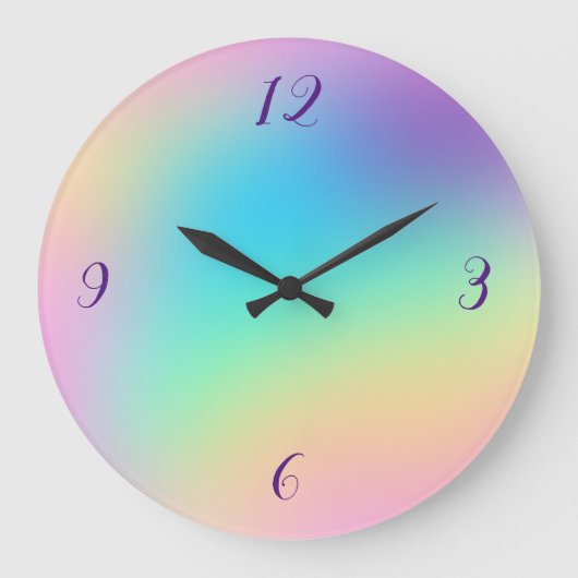 Soft Prismatic Pastel Gradient Clock Große Wanduhr (Vorderseite)