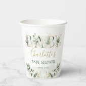 Soft Pumpkin Greenery Gold Neutral Baby Dusche Pappbecher (Rückseite)