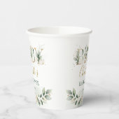 Soft Pumpkin Greenery Gold Neutral Baby Dusche Pappbecher (Links)