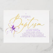 Soft Purple Bow Elegant Minimalist Modern Baptism Folieneinladung (Vorderseite)