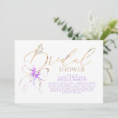 Soft Purple Bow Elegant Romantic Bridal Shower Einladung (Stehend Vorderseite)