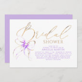 Soft Purple Bow Elegant Romantic Bridal Shower Einladung (Vorne/Hinten)