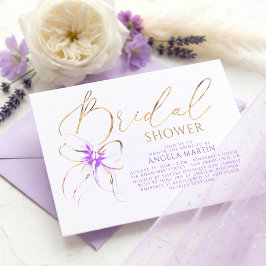 Soft Purple Bow Elegant Romantic Bridal Shower Einladung