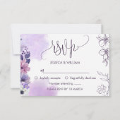 Soft Purple Floral RSVP Card Karte (Vorderseite)