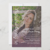 Soft Purple Memorial Large Photo White Text Einladung (Vorderseite)