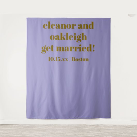 Soft Purple Modern Wedding Custom Photo Backdrop Wandteppich (Vorderseite)