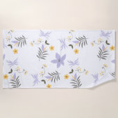 Soft Purple & Yellow Floral Beach Towel Strandtuch (Vorderseite)