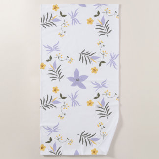 Soft Purple & Yellow Floral Beach Towel Strandtuch