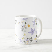Soft Purple & Yellow Floral Mug Kaffeetasse (VorderseiteRechts)