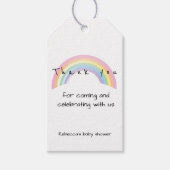 Soft rainbow Baby Dusche "Danke. Geschenkanhänger (Vorderseite)