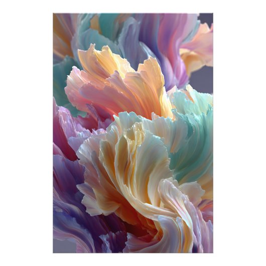 Soft Rainbow Flower Waves – Dreamy Surreal Bloom Fotodruck (Vorne)