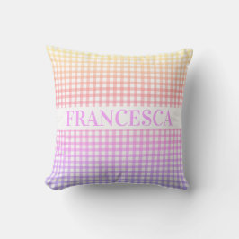 Soft Rainbow Gradient Gingham Personalisiert Kissen