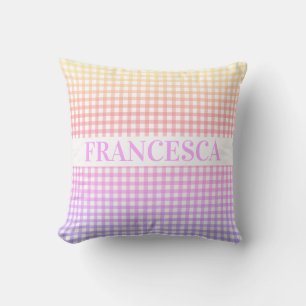 Soft Rainbow Gradient Gingham Personalisiert Kissen