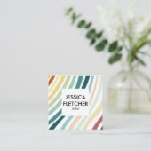Soft Rainbow Minimalistisch Stripes Soziale Symbol Quadratische Visitenkarte (Stehend Vorderseite)