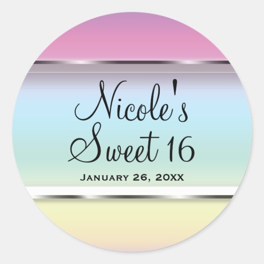 Soft Rainbow Pastel Pearl Wedding Party Gefallen Runder Aufkleber (Vorderseite)