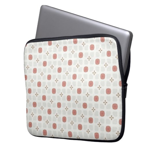 Soft red and beige floral geometric tile pattern laptopschutzhülle (Vorderseite Links)