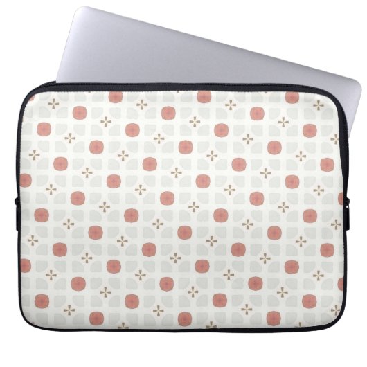 Soft red and beige floral geometric tile pattern laptopschutzhülle (Vorderseite)