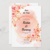 Soft Red Hochzeit Einladung (Vorne/Hinten)