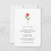 Soft Red Minimalist Tulip Einladung (Rückseite)