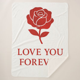 Soft Red Rose Forever Cozy Romantic Valentine day Sherpadecke