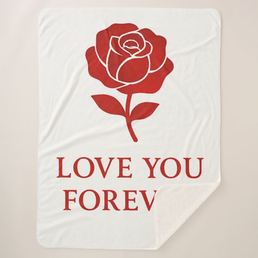 Soft Red Rose Forever Cozy Romantic Valentine day Sherpadecke (Vorderseite)
