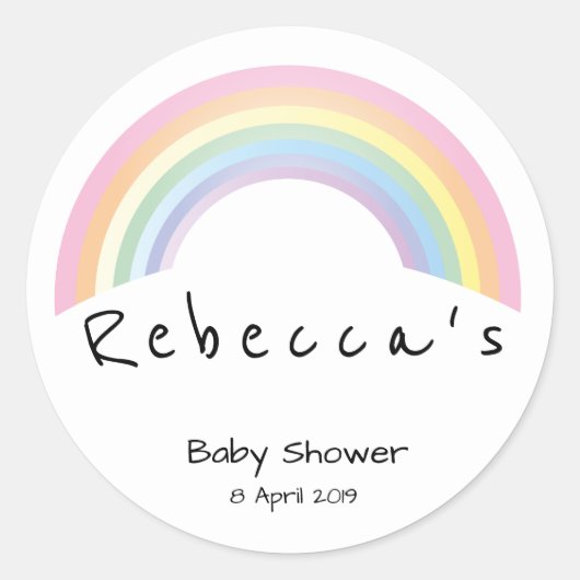 Soft Regenbogen Babydusche Runder Aufkleber (Vorderseite)