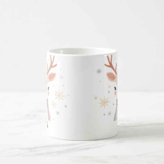 Soft Reindeer Illustration | Gentle Christmas Art Kaffeetasse (Mittel)