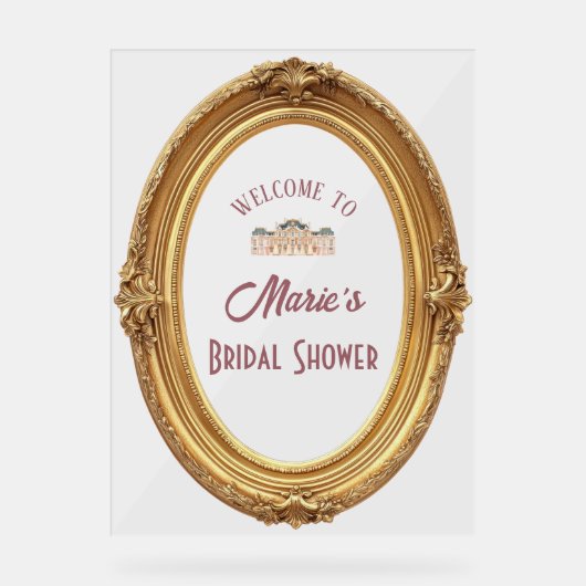 Soft Renaissance Rokoko Brautparty Begrüßungszeich Acrylschild (Vorderseite)