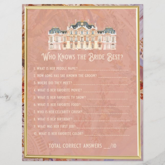 Soft Renaissance Rokoko Brautparty Game (Vorderseite)