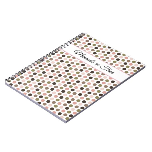 Soft, Retro Olive, Pink, and Brown Polka Dots Notizblock (Linke Seite)
