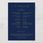Soft Romantic Dark Navy Blue und Gold Hochzeit Programm (Rückseite)