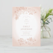 Soft Romantic Floral Musk Pink Baby Dusche Einladung (Stehend Vorderseite)