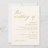 Soft Romantic Gold Elfenbein All in One Wedding Einladung (Vorderseite)