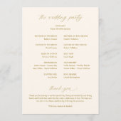 Soft Romantic Gold und Light Ivory Wedding Programm (Rückseite)