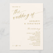 Soft Romantic Gold und Light Ivory Wedding Programm (Vorderseite)