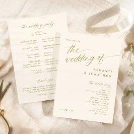 Soft Romantic Gold und Light Ivory Wedding Programm