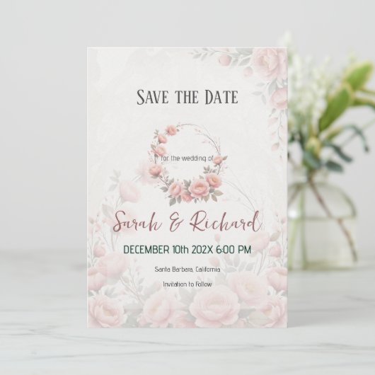 Soft Romantic Paper Garden Save the Date (Stehend Vorderseite)