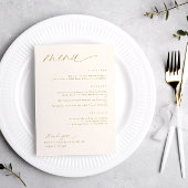Soft Romantic Script Cream Gold Wedding Menus Menükarte