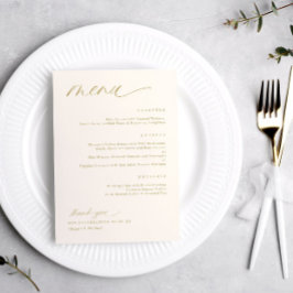 Soft Romantic Script Cream Gold Wedding Menus Menükarte