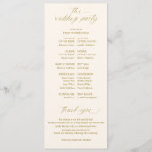 Soft Romantic Script Elfenbein und Gold Hochzeit Programm (Rückseite)